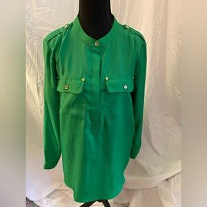 Michael Kors Emerald Green Shirt with Gold Button